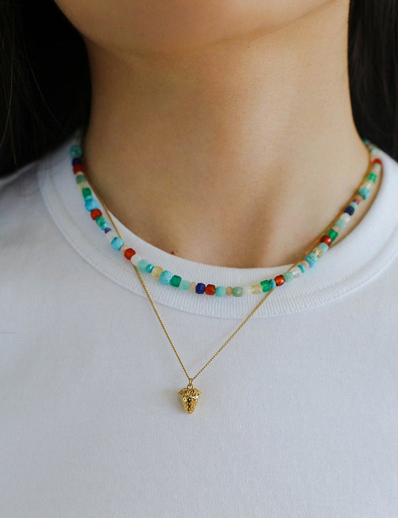 Multicolor Gemstone Beaded Necklace-Gembea Jewelry