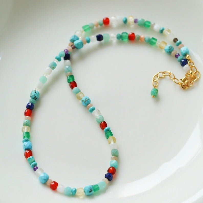 Multicolor Gemstone Beaded Necklace-Gembea Jewelry