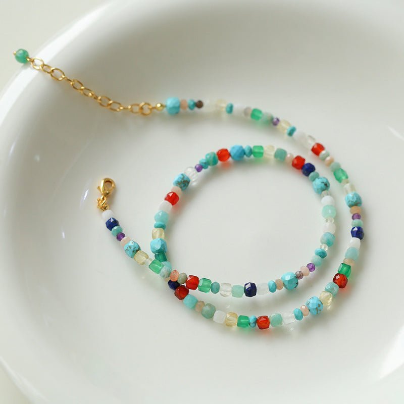 Multicolor Gemstone Beaded Necklace-Gembea Jewelry