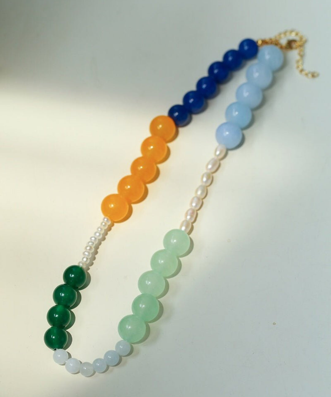 Multicolored Gemstone Pearl Beaded Necklace gembea jewelry