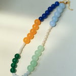 Multicolored Gemstone Pearl Beaded Necklace gembea jewelry