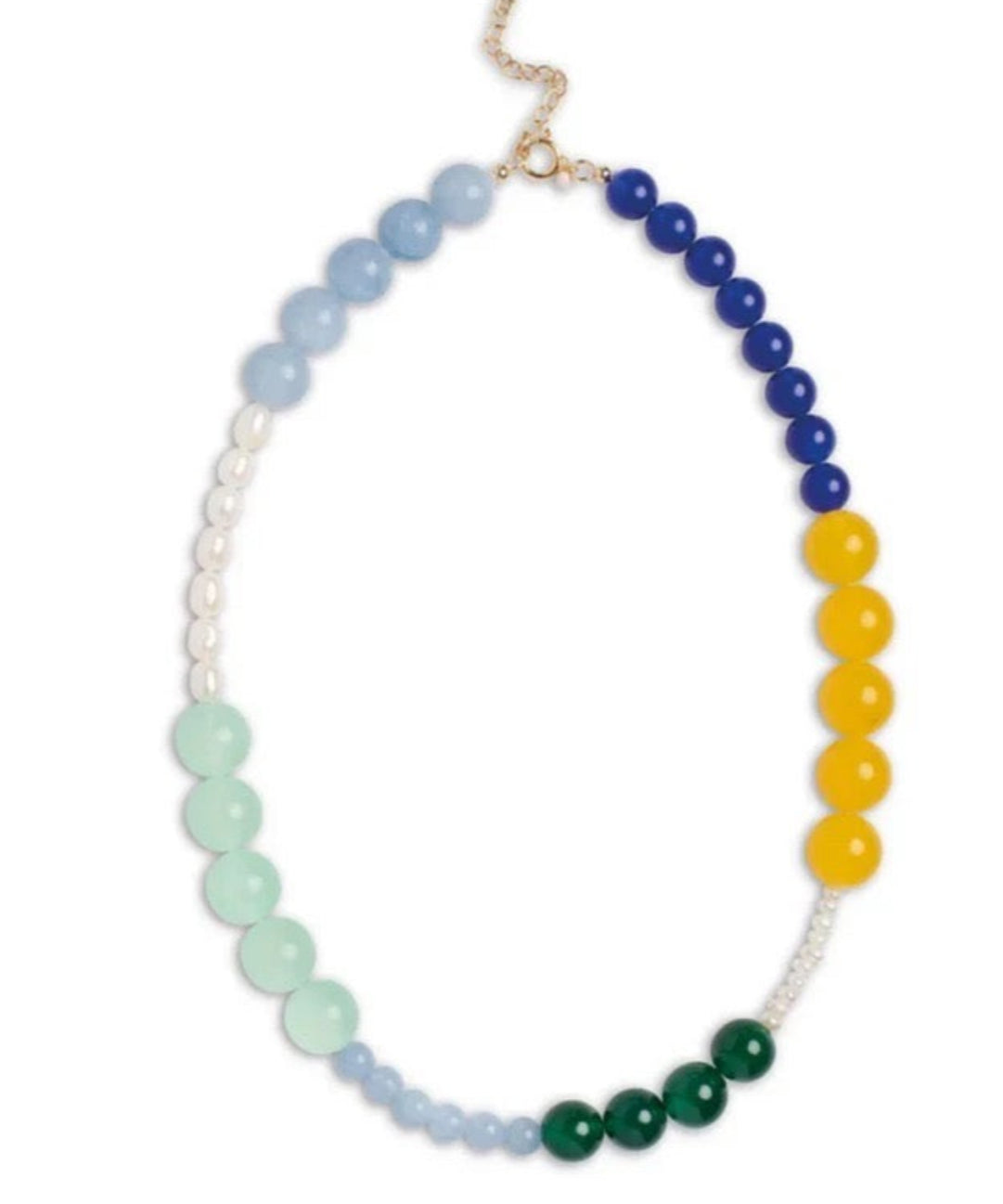 Multicolored Gemstone Pearl Beaded Necklace gembea jewelry