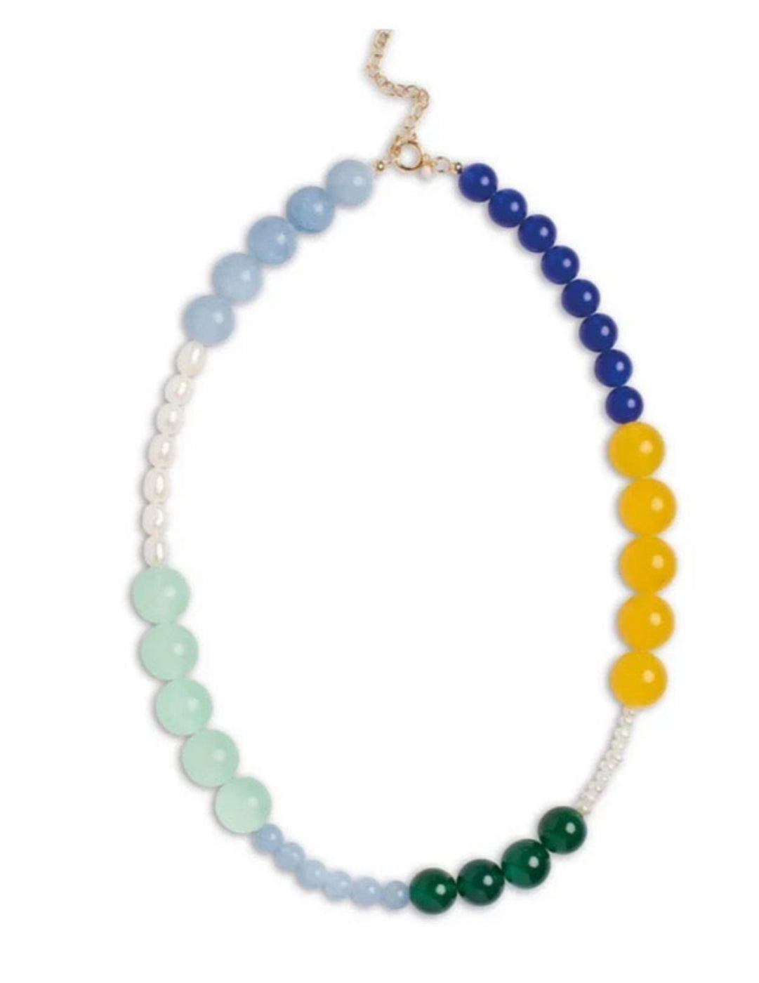 Multicolored Gemstone Pearl Beaded Necklace gembea jewelry