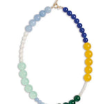 Multicolored Gemstone Pearl Beaded Necklace gembea jewelry