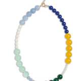 Multicolored Gemstone Pearl Beaded Necklace gembea jewelry