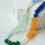 Multicolored Gemstone Pearl Beaded Necklace gembea jewelry
