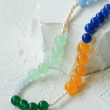 Multicolored Gemstone Pearl Beaded Necklace gembea jewelry