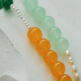 Multicolored Gemstone Pearl Beaded Necklace gembea jewelry