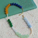 Multicolored Gemstone Pearl Beaded Necklace gembea jewelry