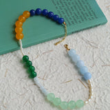 Multicolored Gemstone Pearl Beaded Necklace gembea jewelry