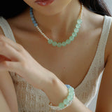 Multicolored Gemstone Stone Pearl Beaded Bracelet gembea jewelry