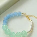 Multicolored Gemstone Stone Pearl Beaded Bracelet gembea jewelry