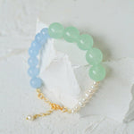 Multicolored Gemstone Stone Pearl Beaded Bracelet gembea jewelry