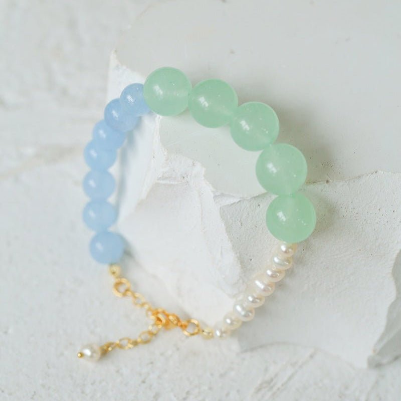 Multicolored Gemstone Stone Pearl Beaded Bracelet gembea jewelry