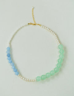 Multicolored Gemstone Stone Pearl Beaded Necklace