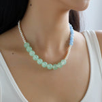 Multicolored Gemstone Stone Pearl Beaded Necklace gembea jewelry