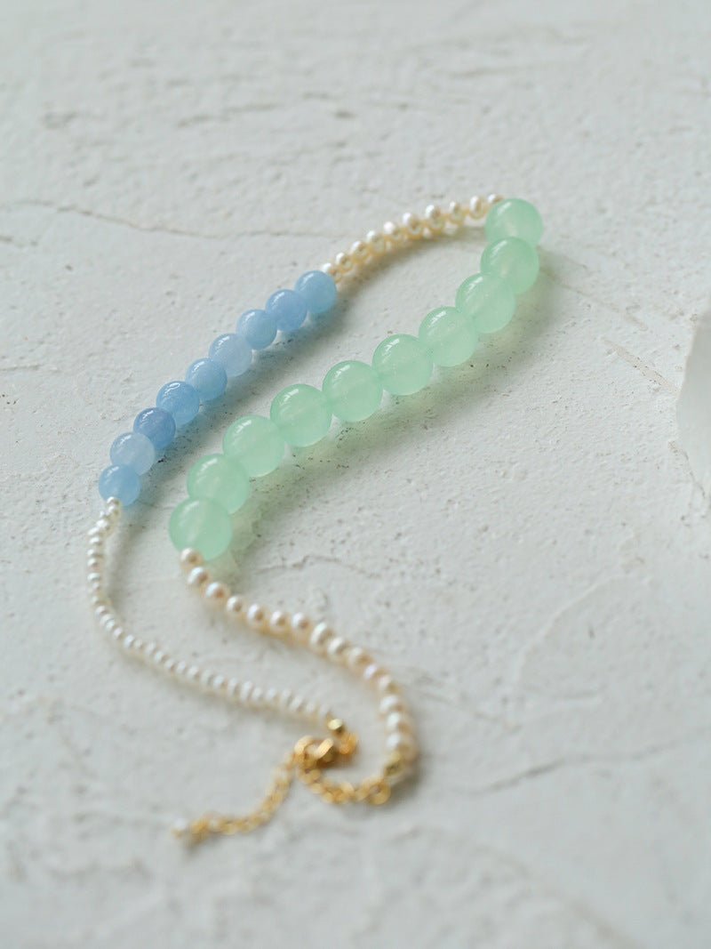 Multicolored Gemstone Stone Pearl Beaded Necklace gembea jewelry