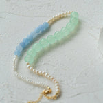 Multicolored Gemstone Stone Pearl Beaded Necklace gembea jewelry
