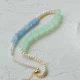 Multicolored Gemstone Stone Pearl Beaded Necklace gembea jewelry