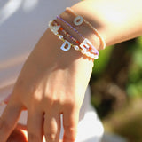 Multicolored Zircon Beaded Letter Name Bracelet-Gembea Jewelry