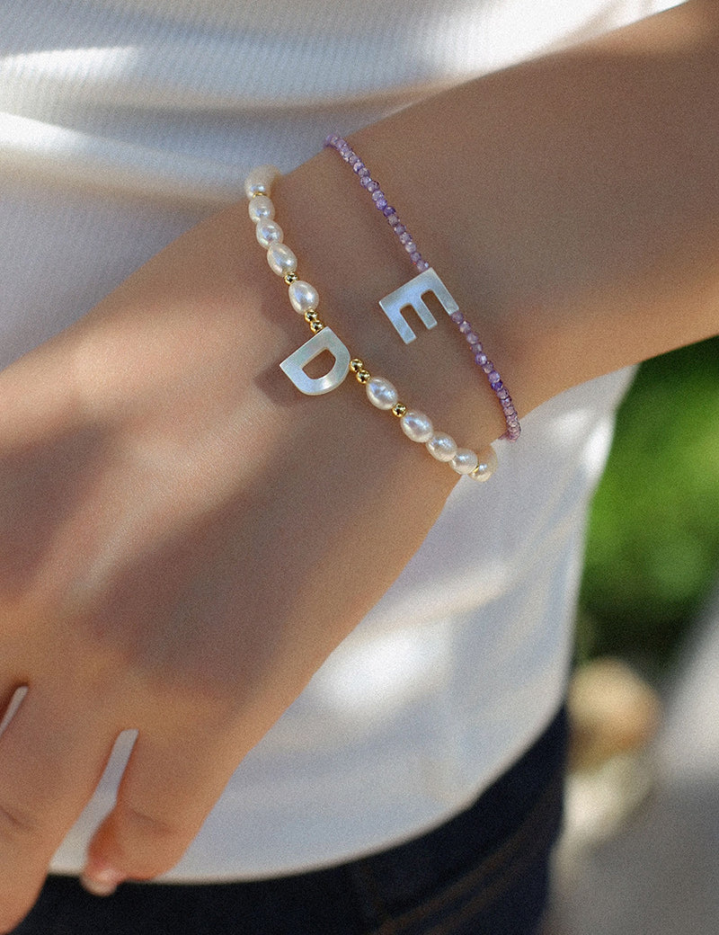 Multicolored Zircon Beaded Letter Name Bracelet-Gembea Jewelry