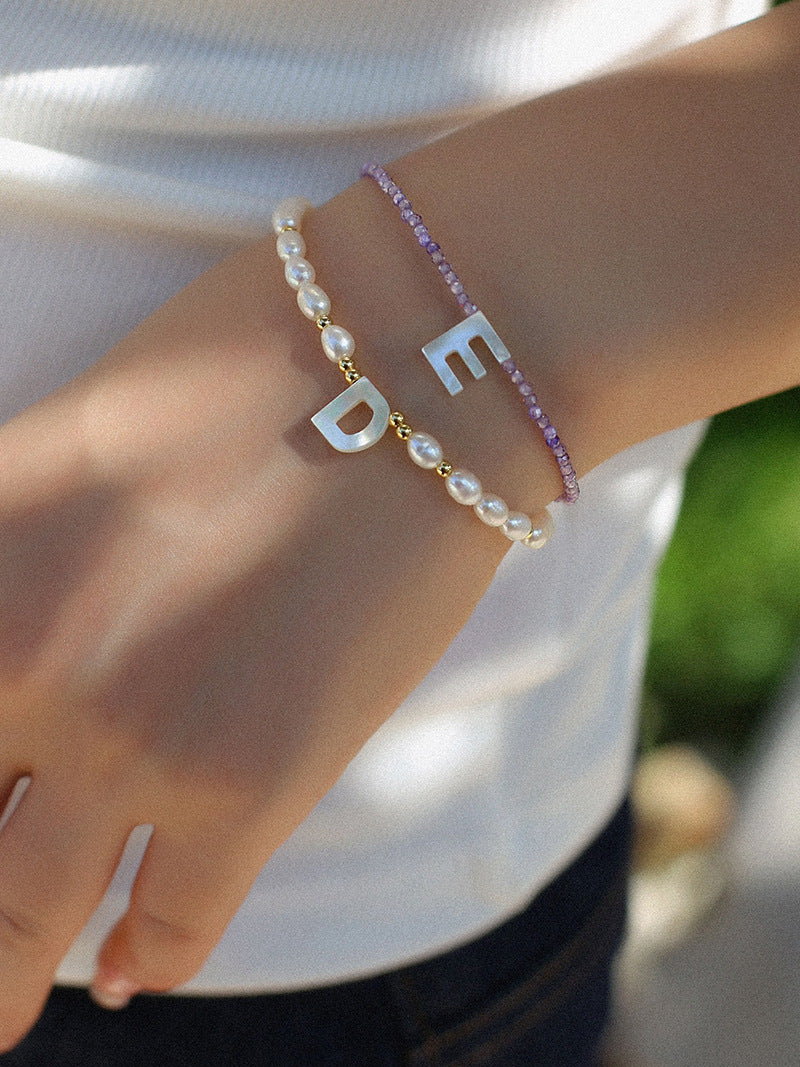Multicolored Zircon Beaded Letter Name Bracelet-Gembea Jewelry