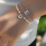 Multicolored Zircon Beaded Letter Name Bracelet-Gembea Jewelry