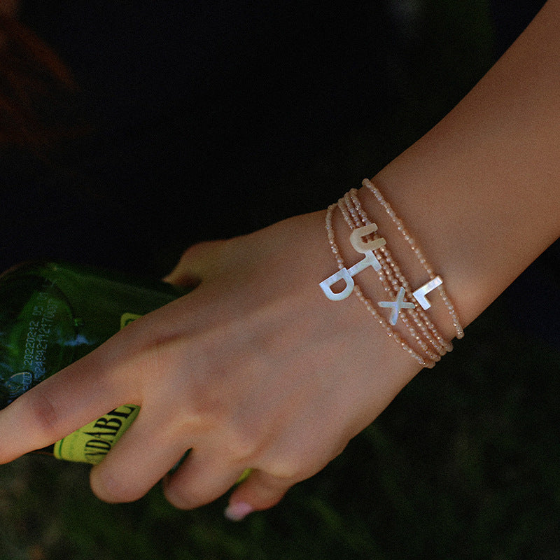 Multicolored Zircon Beaded Letter Name Bracelet-Gembea Jewelry