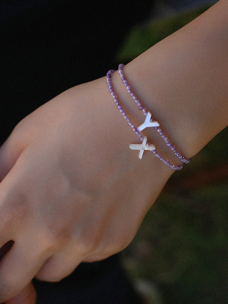 Multicolored Zircon Beaded Letter Name Bracelet-Gembea Jewelry