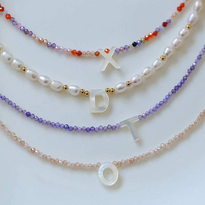 Multicolored Zircon Beaded Letter Name Bracelet-Gembea Jewelry