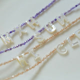 Multicolored Zircon Beaded Letter Name Necklace-Gembea jewelry
