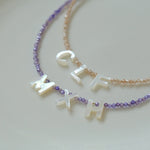 Multicolored Zircon Beaded Letter Name Necklace-Gembea jewelry