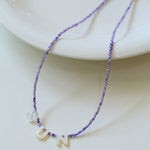 Multicolored Zircon Beaded Letter Name Necklace-Gembea jewelry