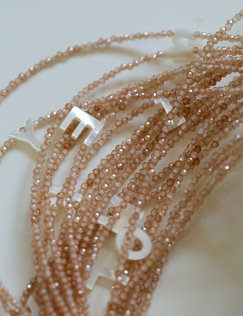 Multicolored Zircon Beaded Letter Name Necklace-Gembea jewelry
