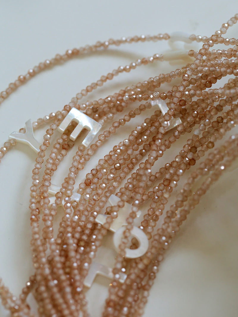 Multicolored Zircon Beaded Letter Name Necklace-Gembea jewelry