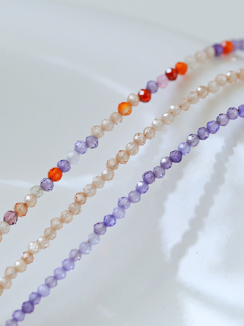 Multicolored Zircon Beaded Letter Name Necklace-Gembea jewelry