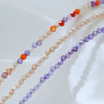 Multicolored Zircon Beaded Letter Name Necklace-Gembea jewelry