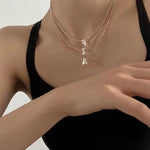 Multicolored Zircon Beaded Letter Name Necklace-gembea jewelry