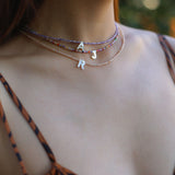 Multicolored Zircon Beaded Letter Name Necklace-Gembea jewelry