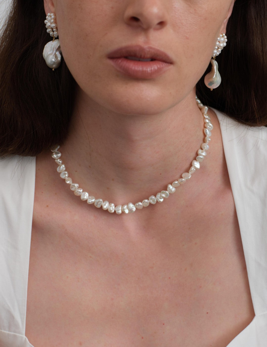 Muse Irregular Baroque Pearl Beaded Necklace gembea jewelry