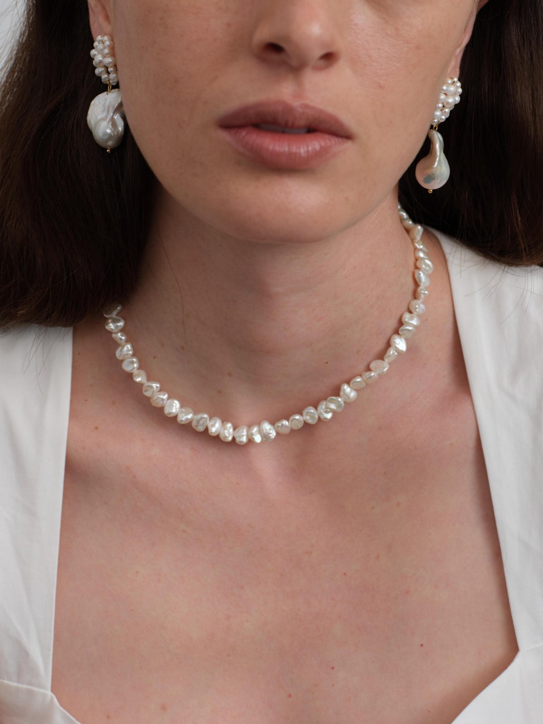 Muse Irregular Baroque Pearl Beaded Necklace gembea jewelry