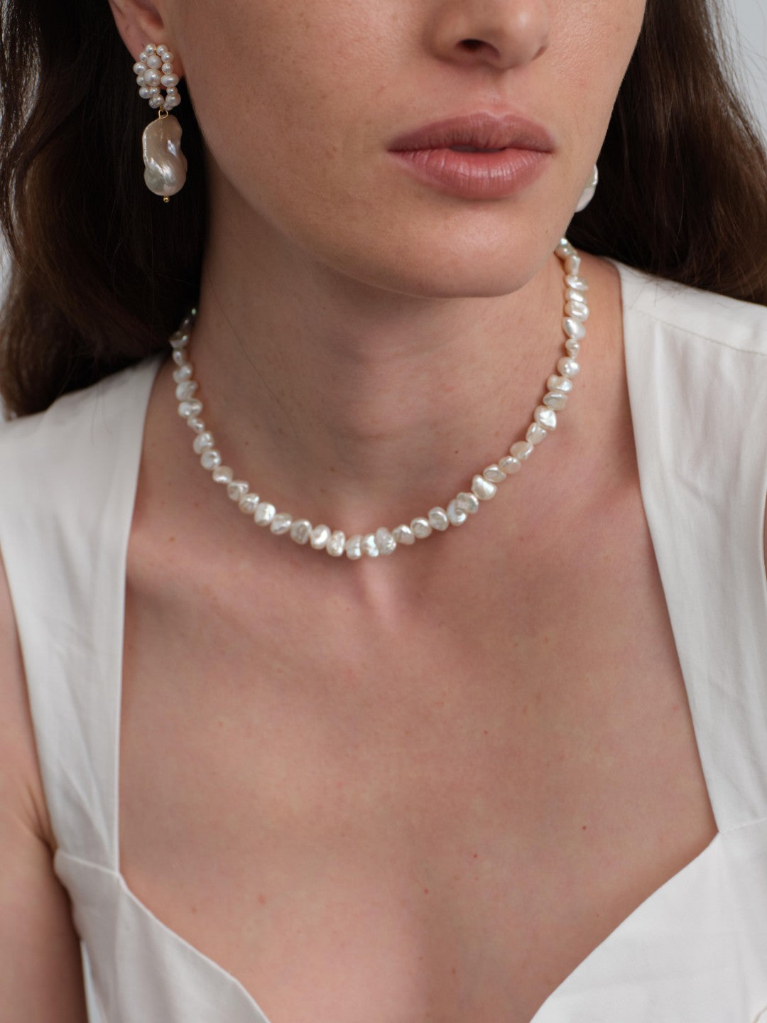 Muse Irregular Baroque Pearl Beaded Necklace gembea jewelry