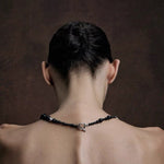 Mystical Black Agate Beaded Necklace-Gembea Jewelry
