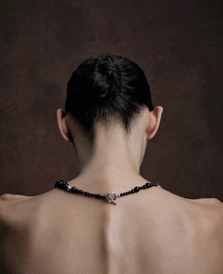 Mystical Black Agate Beaded Necklace-Gembea Jewelry