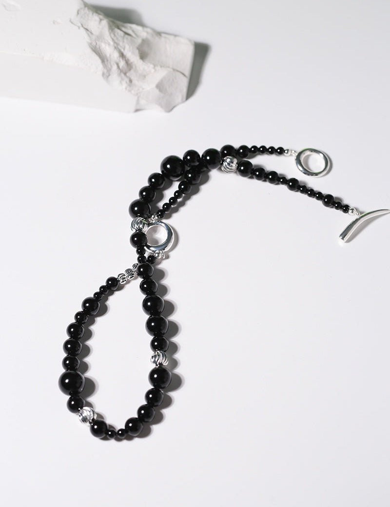 Mystical Black Agate Beaded Necklace-Gembea Jewelry