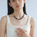 Mystical Black Agate Beaded Necklace-Gembea Jewelry