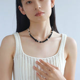 Mystical Black Agate Beaded Necklace-Gembea Jewelry