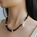 Mystical Black Agate Beaded Necklace-Gembea Jewelry