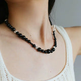 Mystical Black Agate Beaded Necklace-Gembea Jewelry