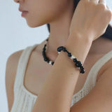 Mystical Black Agate Beaded Necklace-Gembea Jewelry
